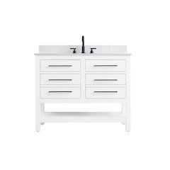 42 inch Single Bathroom Vanity in White with backsplash