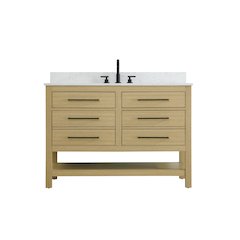 48 inch Single Bathroom Vanity in Honey Brown with backsplash