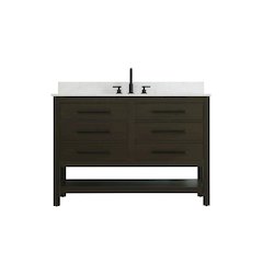 48 inch Single Bathroom Vanity in Mocha Brown with backsplash