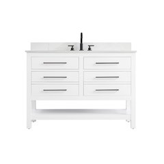 48 inch Single Bathroom Vanity in White with backsplash