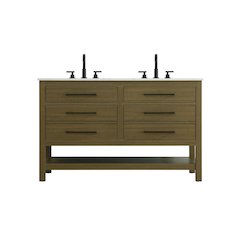 54 inch Double Bathroom Vanity in Chestnut Brown