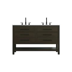 54 inch Double Bathroom Vanity in Mocha Brown