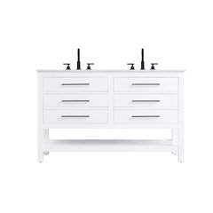 54 inch Double Bathroom Vanity in White