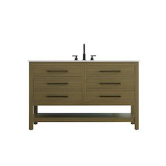 54 inch Single Bathroom Vanity in Chestnut Brown