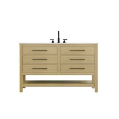 54 inch Single Bathroom Vanity in Honey Brown