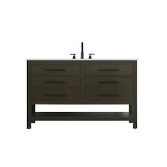 54 inch Single Bathroom Vanity in Mocha Brown
