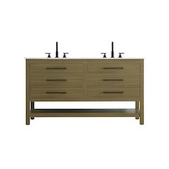 60 inch Double Bathroom Vanity in Chestnut Brown