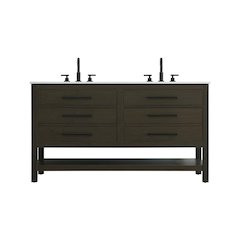 60 inch Double Bathroom Vanity in Mocha Brown