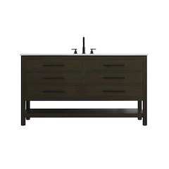 60 inch Single Bathroom Vanity in Mocha Brown