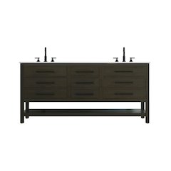 72 inch Double Bathroom Vanity in Mocha Brown