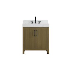 30 inch Single Bathroom Vanity In Chestnut Brown with backsplash