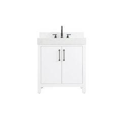30 inch Single Bathroom Vanity In White with backsplash