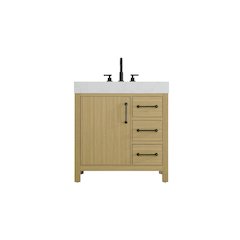 32 inch Single Bathroom Vanity In Honey Brown