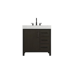 32 inch Single Bathroom Vanity In Mocha Brown