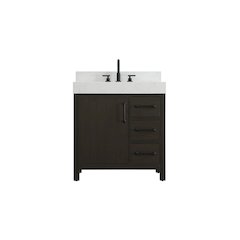 32 inch Single Bathroom Vanity In Mocha Brown with backsplash