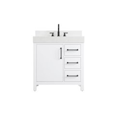 32 inch Single Bathroom Vanity In White with backsplash