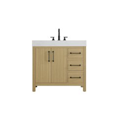 36 inch Single Bathroom Vanity In Honey Brown