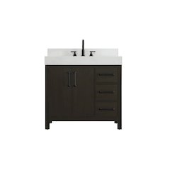 36 inch Single Bathroom Vanity In Mocha Brown with backsplash