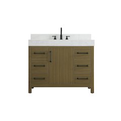 42 inch Single Bathroom Vanity In Chestnut Brown with backsplash