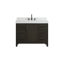 42 inch Single Bathroom Vanity In Mocha Brown with backsplash