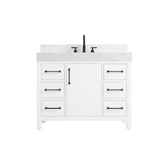 42 inch Single Bathroom Vanity In White with backsplash