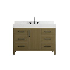 48 inch Single Bathroom Vanity In Chestnut Brown with backsplash