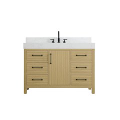 48 inch Single Bathroom Vanity In Honey Brown with backsplash