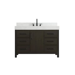 48 inch Single Bathroom Vanity In Mocha Brown with backsplash