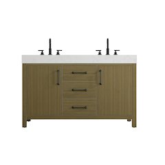54 inch Double Bathroom Vanity In Chestnut Brown