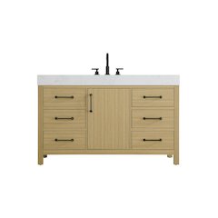 54 inch Single Bathroom Vanity In Honey Brown