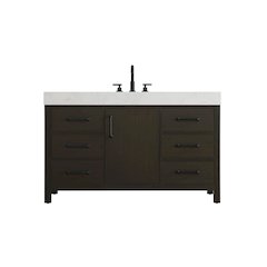 54 inch Single Bathroom Vanity In Mocha Brown