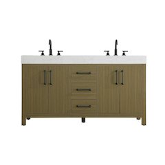 60 inch Double Bathroom Vanity In Chestnut Brown