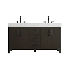 60 inch Double Bathroom Vanity In Mocha Brown