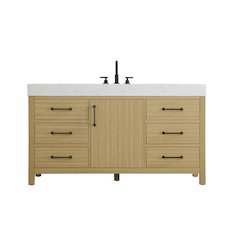 60 inch Single Bathroom Vanity In Honey Brown