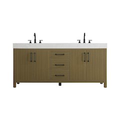 72 inch Double Bathroom Vanity In Chestnut Brown