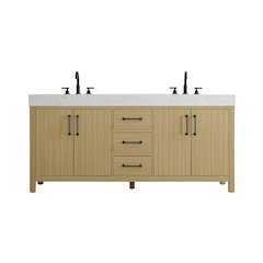 72 inch Double Bathroom Vanity In Honey Brown
