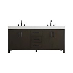 72 inch Double Bathroom Vanity In Mocha Brown