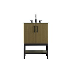 24 Inch Single Bathroom Vanity In Chestnut Brown