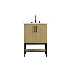 24 Inch Single Bathroom Vanity In Honey Brown