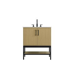 30 Inch Single Bathroom Vanity In Honey Brown