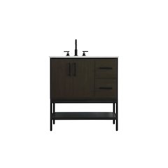 32 Inch Single Bathroom Vanity In Mocha Brown