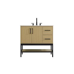 36 Inch Single Bathroom Vanity In Honey Brown