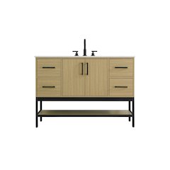 48 Inch Single Bathroom Vanity In Honey Brown