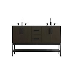 54 Inch Double Bathroom Vanity In Mocha Brown