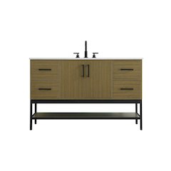 54 Inch Single Bathroom Vanity In Chestnut Brown