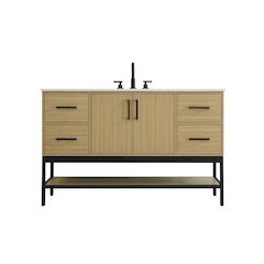 54 Inch Single Bathroom Vanity In Honey Brown