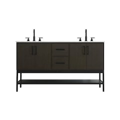 60 Inch Double Bathroom Vanity In Mocha Brown