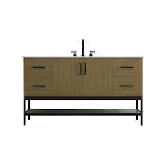 60 Inch Single Bathroom Vanity In Chestnut Brown