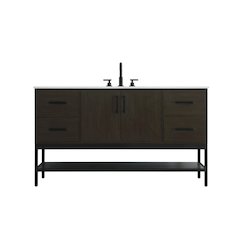 60 Inch Single Bathroom Vanity In Mocha Brown