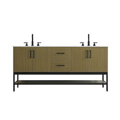 72 Inch Double Bathroom Vanity In Chestnut Brown